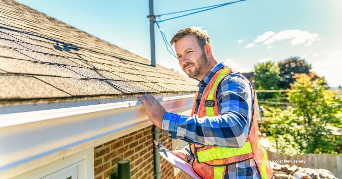 Roof repair contractor inspecting damaged shingles on a New Jersey home